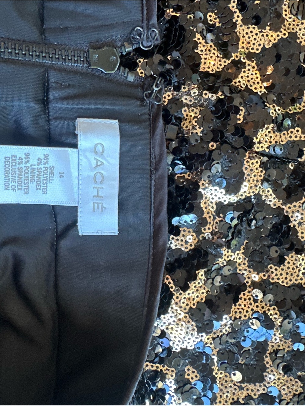 Cache Black & Gold Sequin Leopard Mini Skirt - Picture 3 of 3